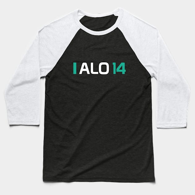 ALO 14 Design - White Text Baseball T-Shirt by Hotshots